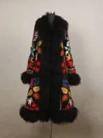 Suzani Embroidery Wholesale Women Winter Clothes New Fur-integrated Long Faux Fur Coat Mink Women's Suzani Embroidery Customize - Image 2