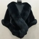 Lady Luxury Quality Fluffy Cape Coat Women's 2024 Faux Fur Shawl Coats - Image 3