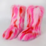 Hot Sale Ladies Warm Anti-slip Shoes Women's Faux fox Fur Boot Women Outside Snow Half Ankle Boots - Image 2