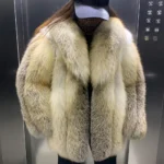Winter Long Sleeve Real Fur Jacket Natural Fox Cloth Women's Golden Island Fox Fur Coat - Image 4