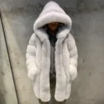 Winter Hooded Natural Fur Coats Fluffy Warm Fox Fur Coat Men's Hoodie Fox Fur Coat