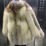 Winter Long Sleeve Real Fur Jacket Natural Fox Cloth Women's Golden Island Fox Fur Coat - Image 5