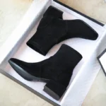 Customized Wholesale Women Shoes and Boots 2023 Black Leather Suede Fashion Sexy Thick Heel Ankle Boots Winter Shoes for Women - Image 5