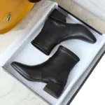 Customized Wholesale Women Shoes and Boots 2023 Black Leather Suede Fashion Sexy Thick Heel Ankle Boots Winter Shoes for Women - Image 4