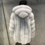 Winter Hooded Natural Fur Coats Fluffy Warm Fox Fur Coat Men's Hoodie Fox Fur Coat - Image 3