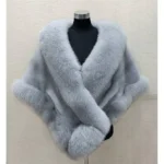 Lady Luxury Quality Fluffy Cape Coat Women's 2024 Faux Fur Shawl Coats
